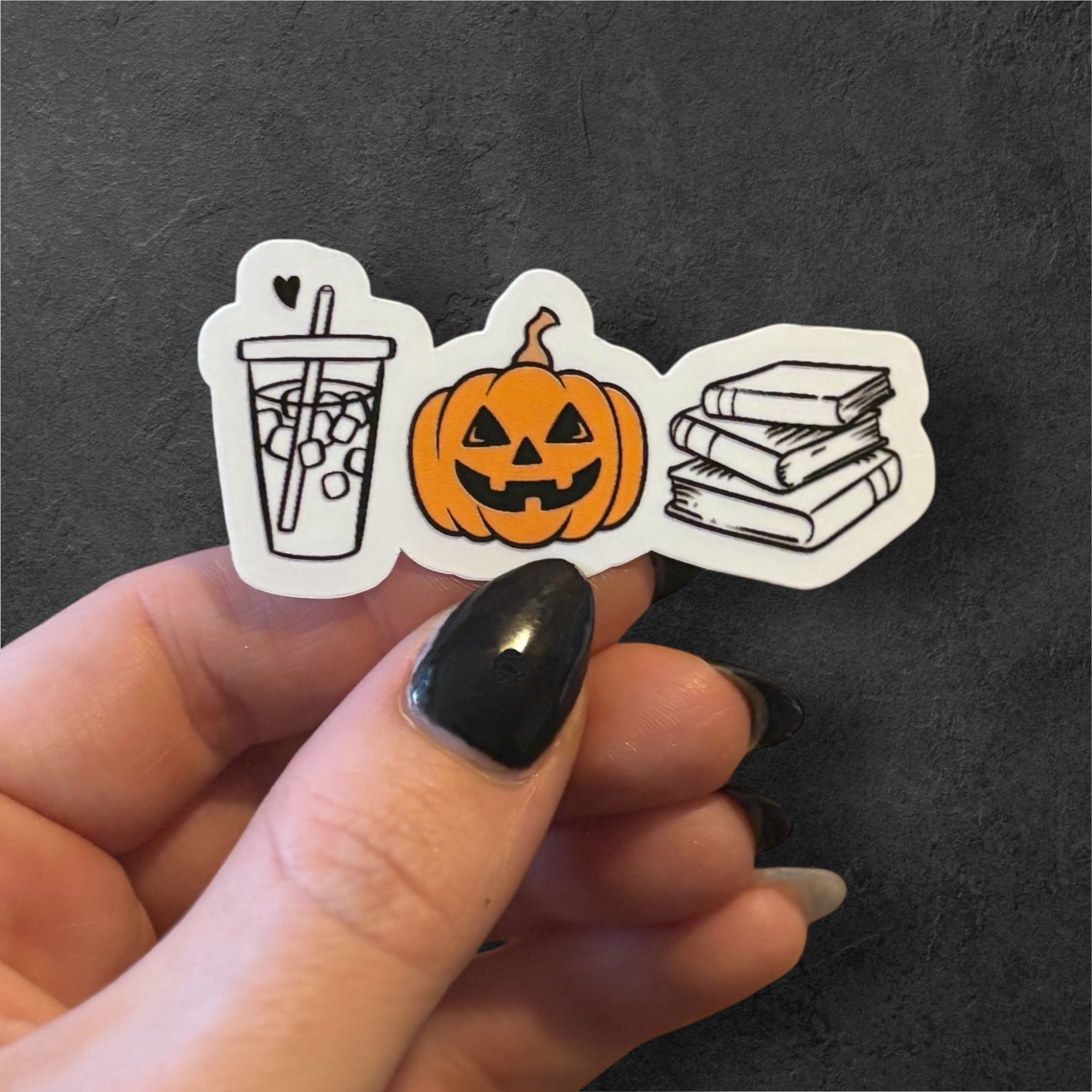 iced coffee, pumpkin, book sticker