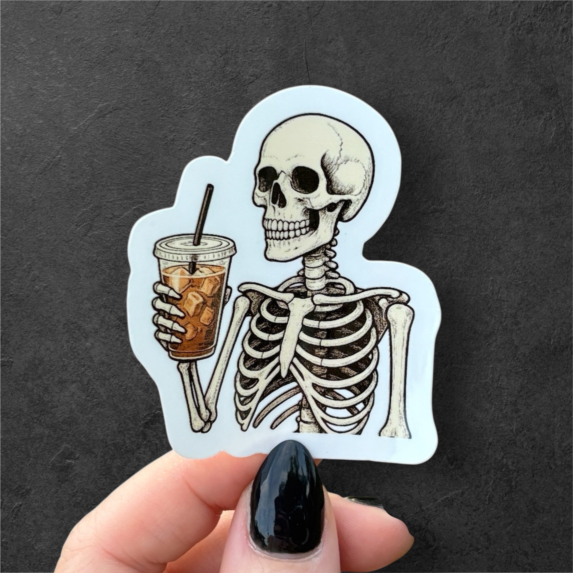 skeleton iced coffee sticker
