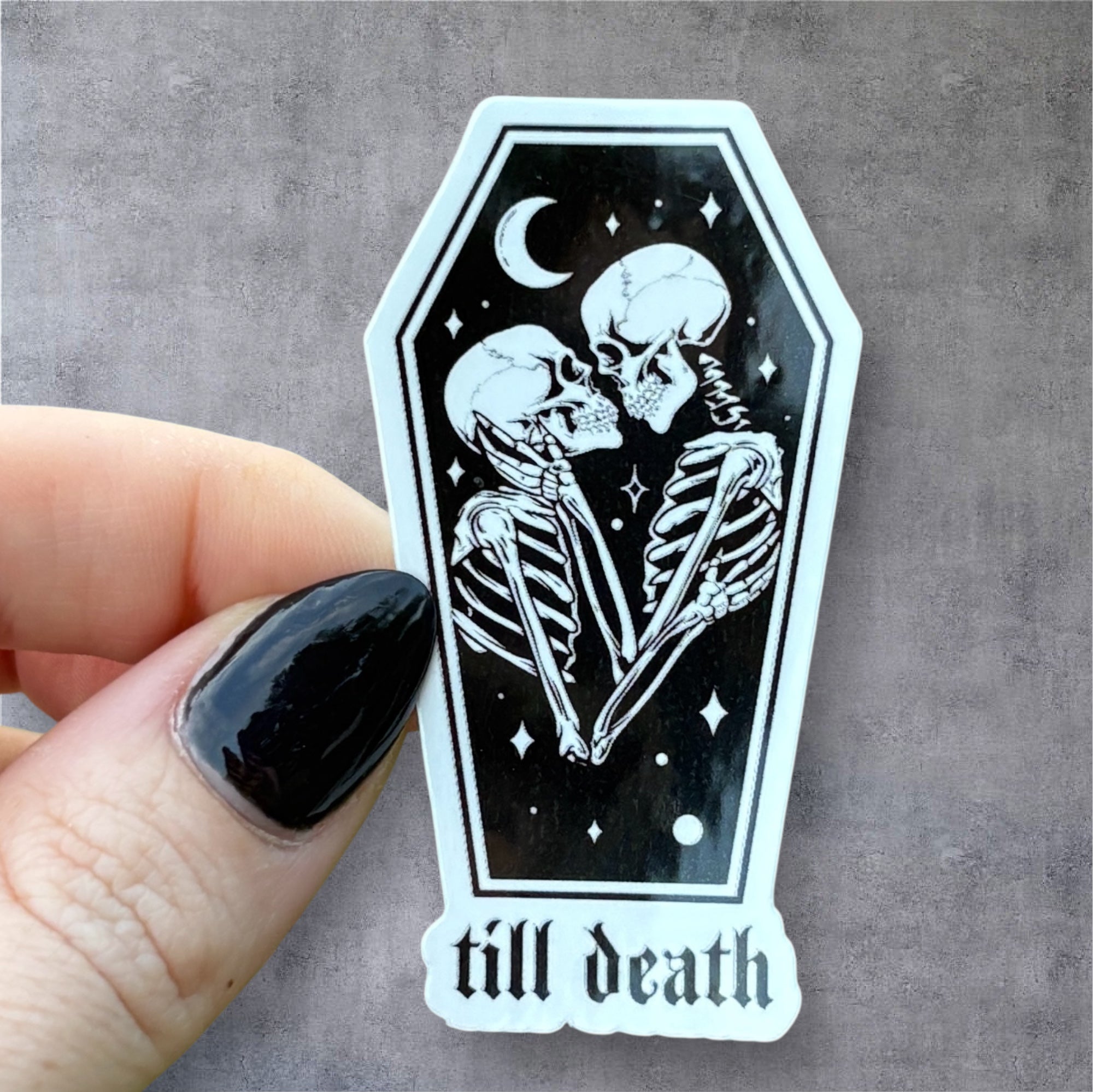 till death skeleton sticker